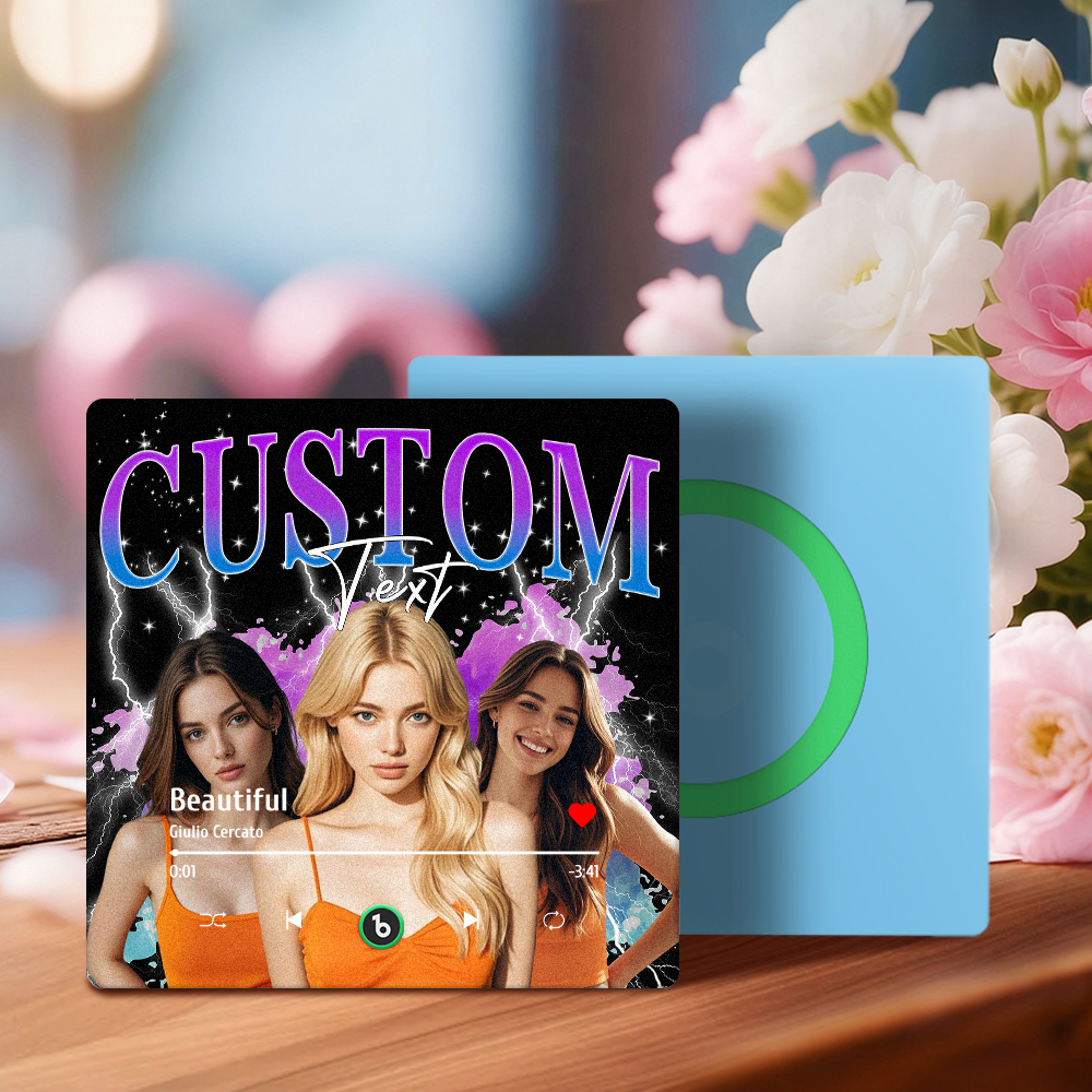 Custom Music Fridge Magnet Personalized Photo Song Playing Interactive Romantic Decor Gift for Couples