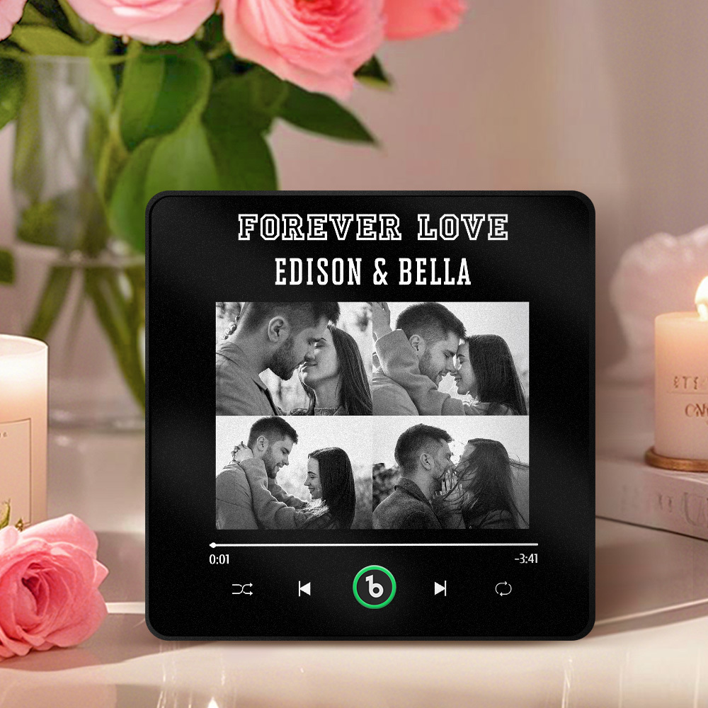 Custom Music Fridge Magnet Personalized 4 Photos Song Magnet Valentine's Day Gift Anniversary Gift for Lover