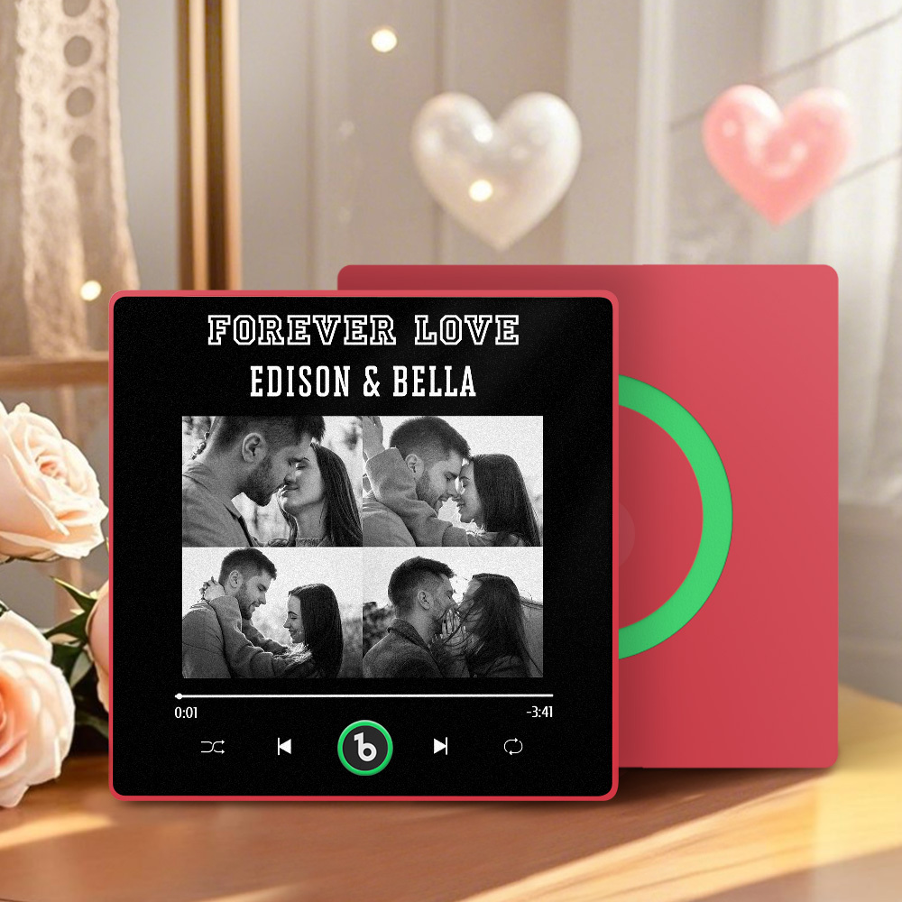 Custom Music Fridge Magnet Personalized 4 Photos Song Magnet Valentine's Day Gift Anniversary Gift for Lover