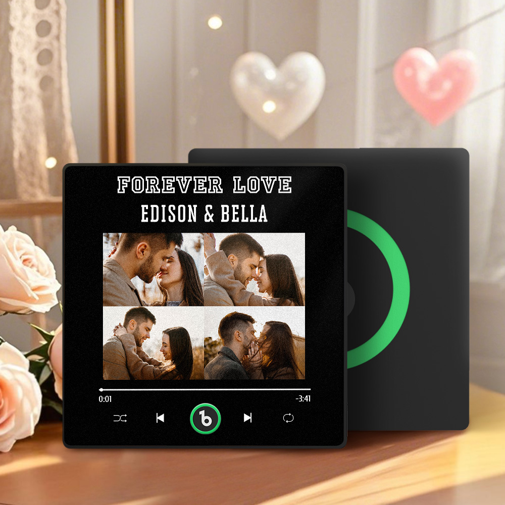 Custom Music Fridge Magnet Personalized 4 Photos Song Magnet Valentine's Day Gift Anniversary Gift for Lover
