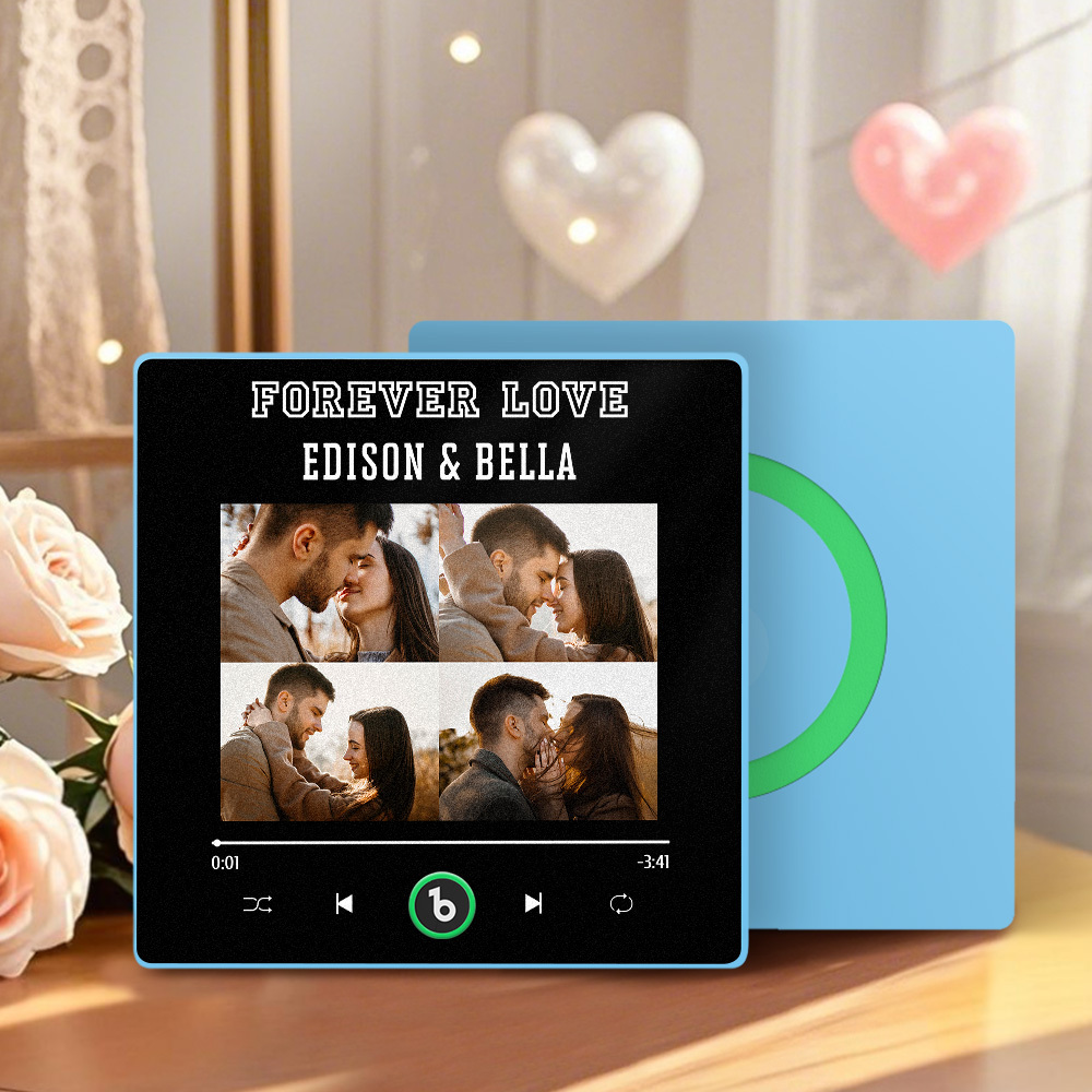 Custom Music Fridge Magnet Personalized 4 Photos Song Magnet Valentine's Day Gift Anniversary Gift for Lover