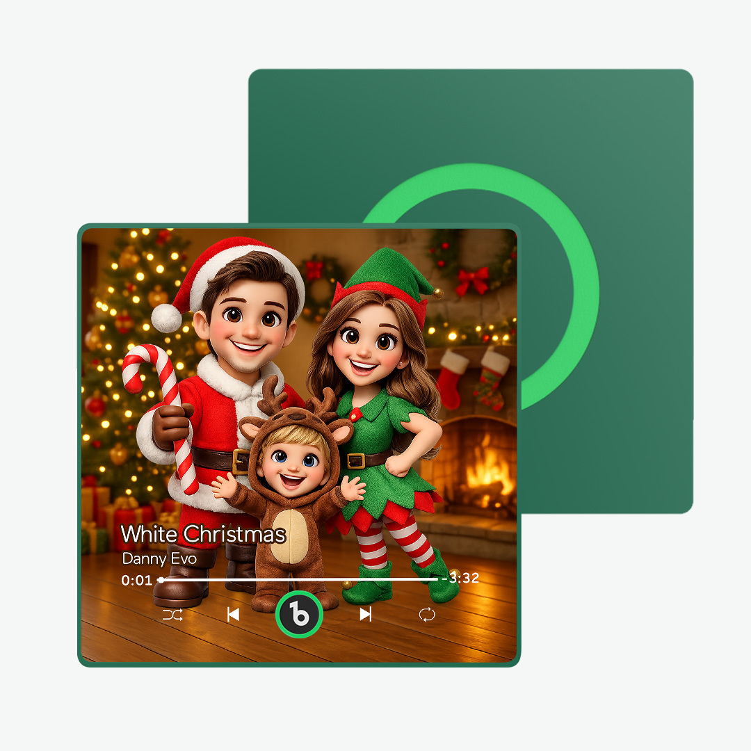 Personalized Family Christmas Caricature Portrait Music Fridge Magnet