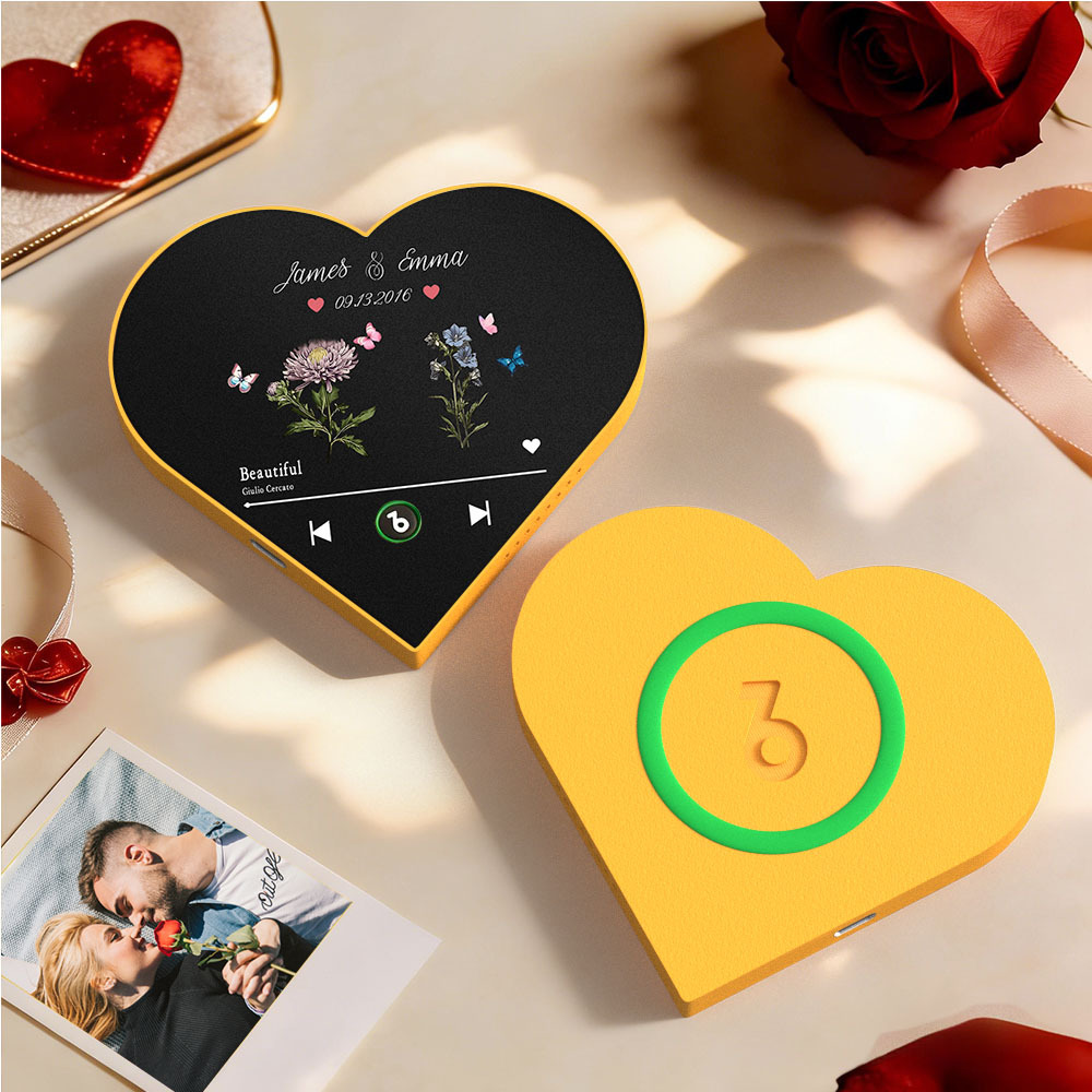 Custom Heart-Shaped Music Photo Fridge Magnet Romantic Gift for Couples Valentine's Day Gifts