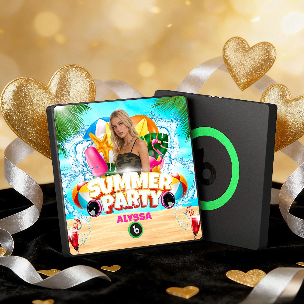 Custom Music Fridge Magnets Colorful Frame Album Fridge Magnet Can Play Songs Heart And Balloon Valentine's Day Gift - MySpotifyGlass