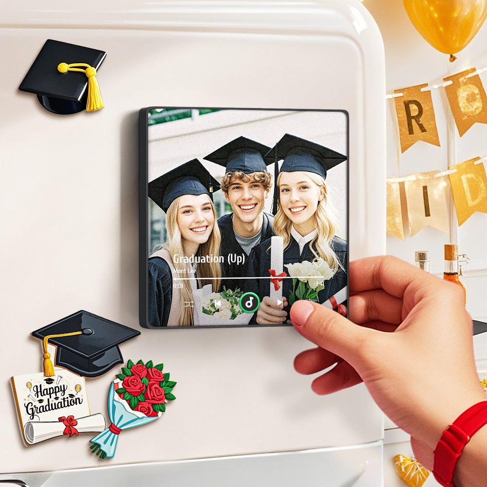 Custom Music Fridge Magnet Colorful Frame Album Fridge Magnet Can Play Songs Graduation Gift