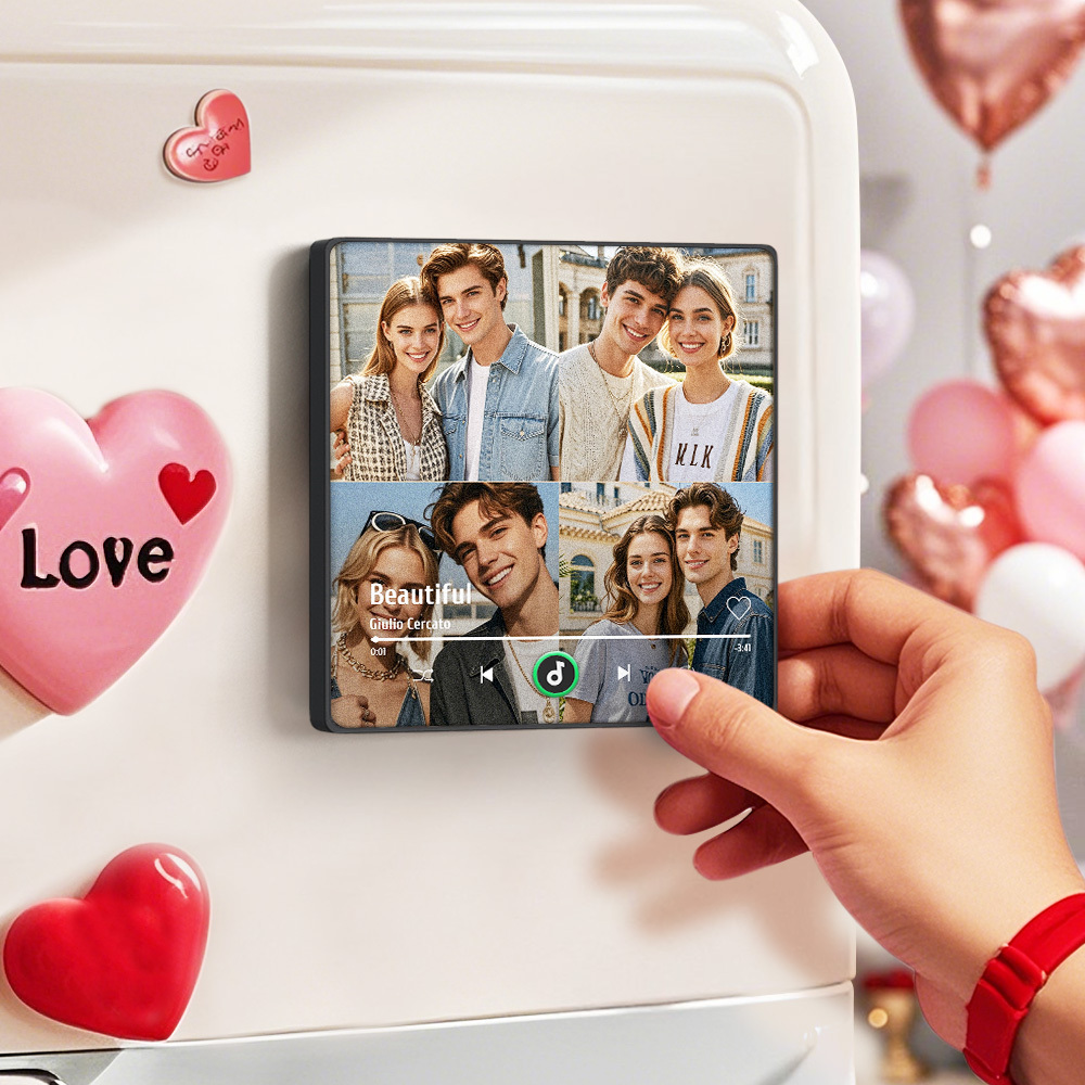 Custom Music Fridge Magnet with Colorful Frame Personalized Album Fridge Magnet That Can Be Played Song Christmas Gift	 Can Upload Your Music