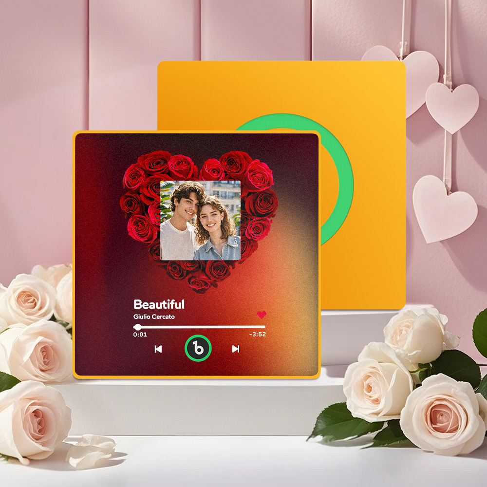 Custom Rose Music Fridge Magnet Personalized Music Fridge Magnet with Colorful Frame Anniversary Gift	 Can Upload Your Music