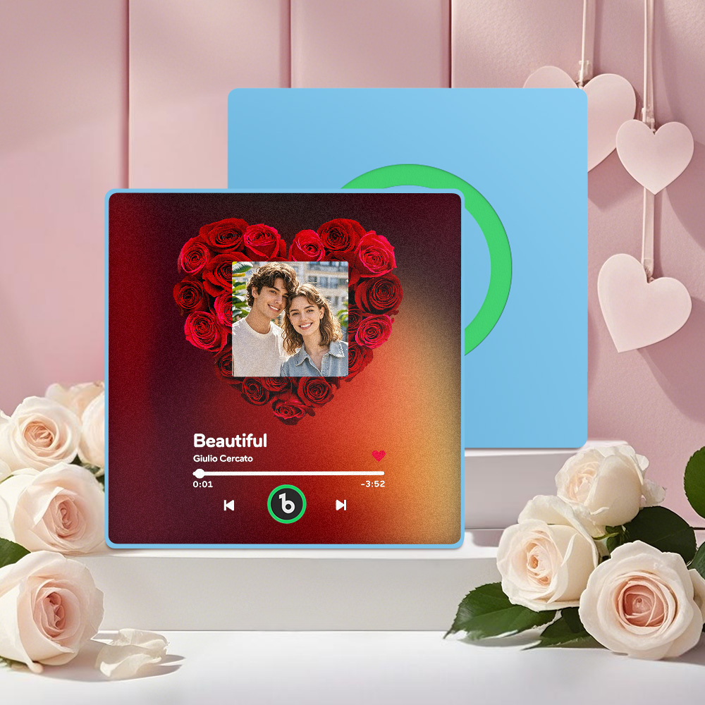 Custom Rose Music Fridge Magnet Personalized Music Fridge Magnet with Colorful Frame Anniversary Gift	 Can Upload Your Music