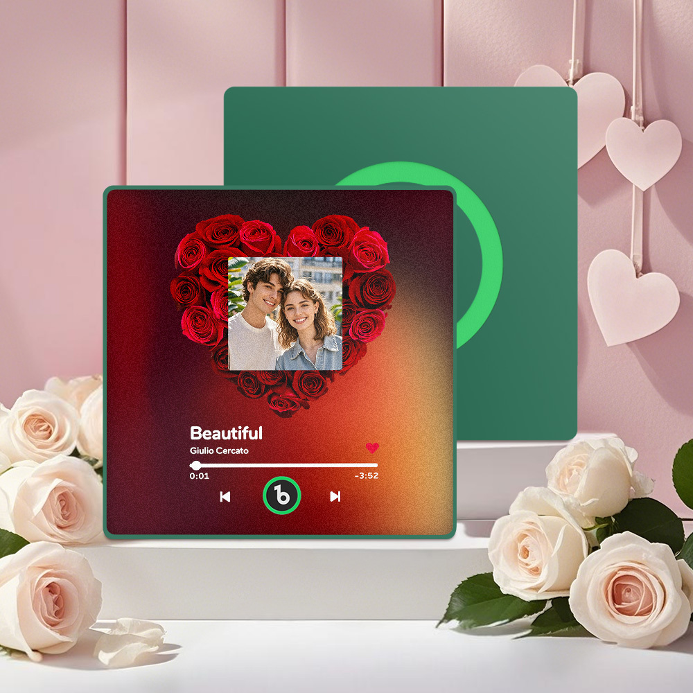 Custom Rose Music Fridge Magnet Personalized Music Fridge Magnet with Colorful Frame Anniversary Gift	 Can Upload Your Music