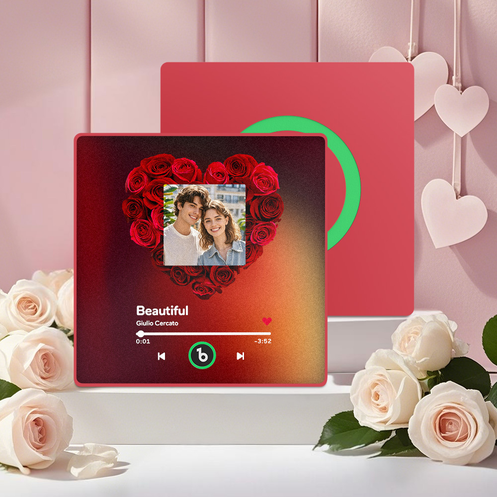 Custom Rose Music Fridge Magnet Personalized Music Fridge Magnet with Colorful Frame Anniversary Gift	 Can Upload Your Music