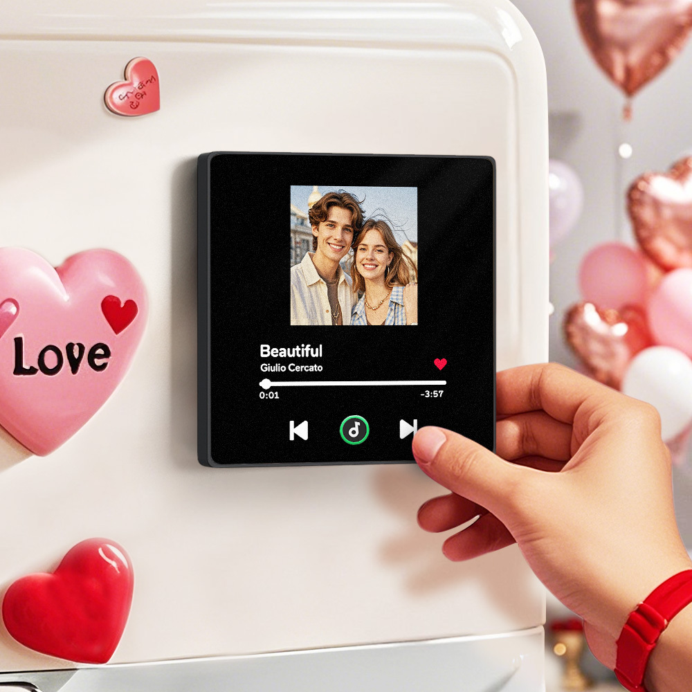 Custom Music Fridge Magnet Colorful Frame Personalized Album Fridge Magnet That Can Be Played Song Anniversary Gift for Couple	 Can Upload Your Music