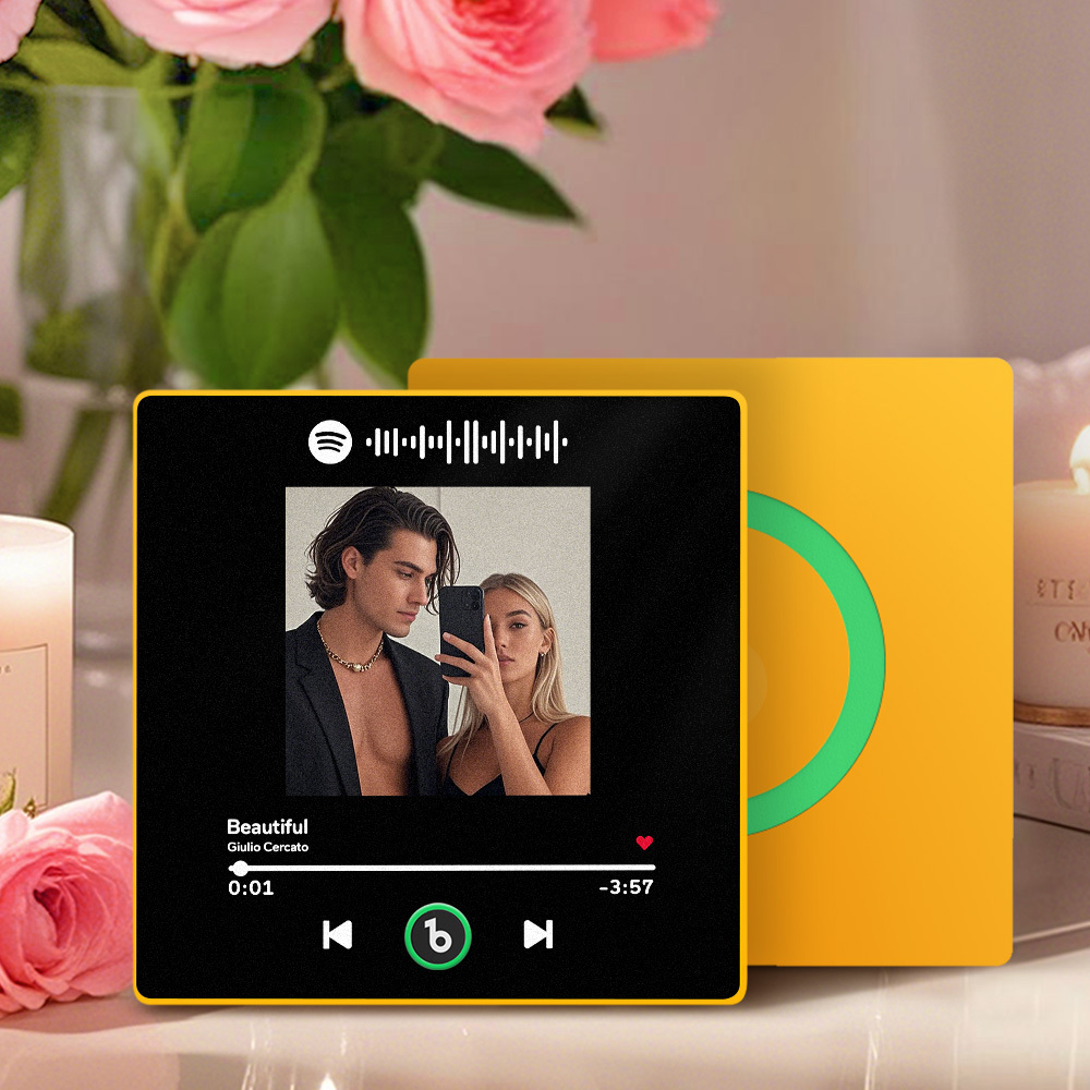 Custom Music Fridge Magnet with Colorful Frame Personalized Spotify and Photo Fridge Magnet That Can Be Played Song	 Can Upload Your Music