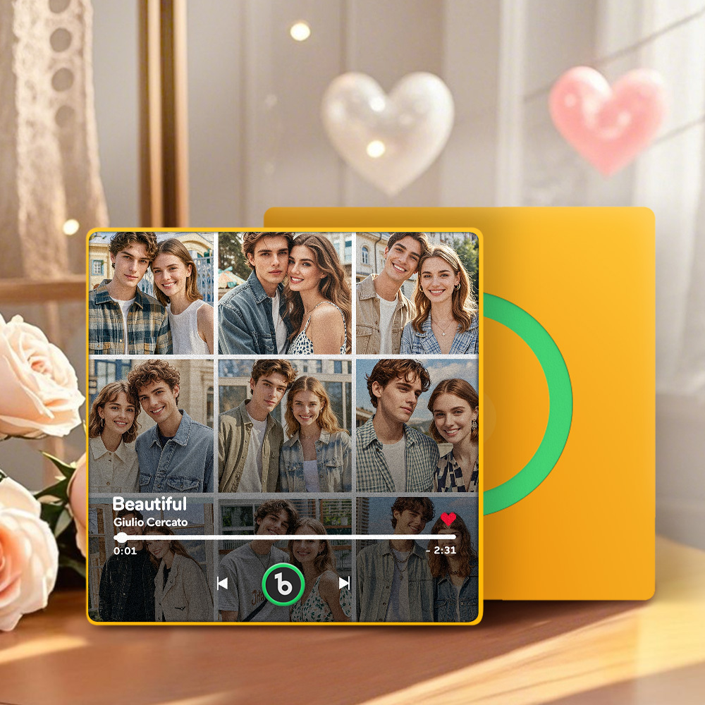 Custom Music Fridge Magnet and Photo with Colorful Frame Music Wall Photo Sticker Music Movement That Can Be Played Gift for Couple	 Can Upload Your Music