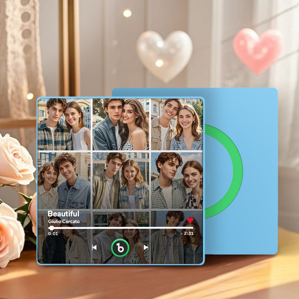 Custom Music Fridge Magnet and Photo with Colorful Frame Music Wall Photo Sticker Music Movement That Can Be Played Gift for Couple	 Can Upload Your Music