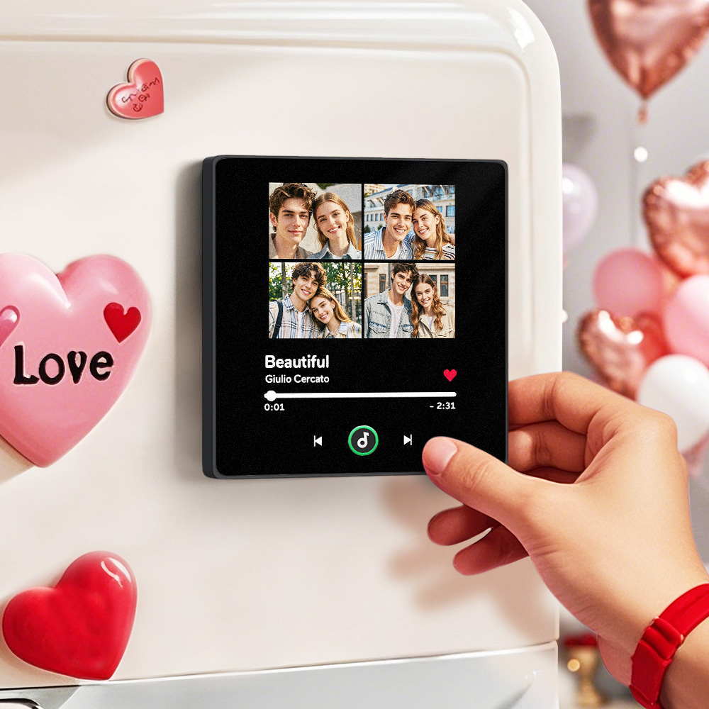 Custom Music Fridge Magnet with Colorful Frame Personalized Album Fridge Magnet That Can Be Played Song Unique Gift for Couple	 Can Upload Your Music