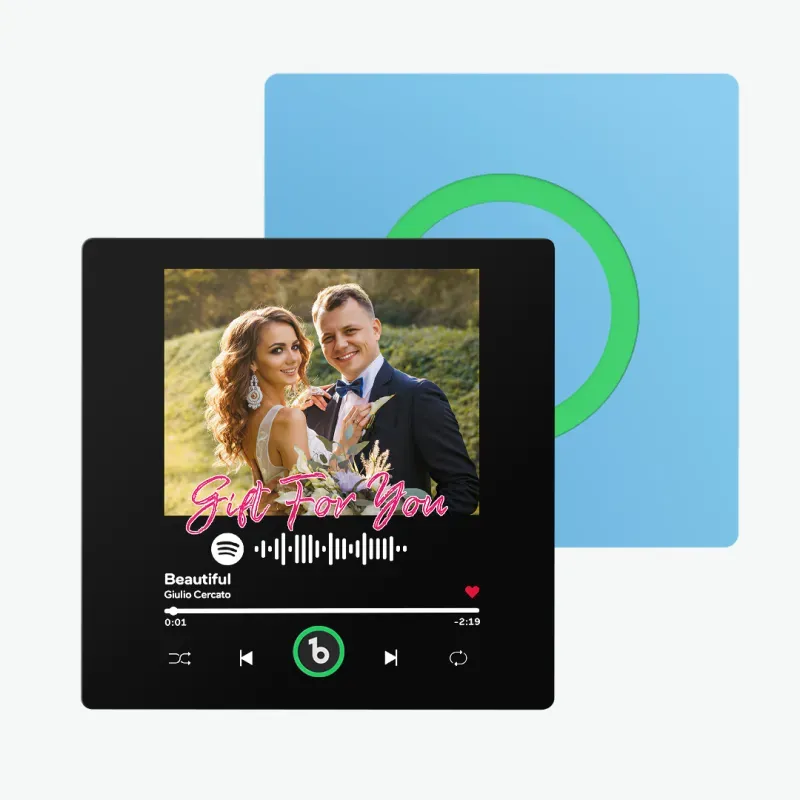 New Upgrade Custom Music Fridge Magnet Christmas Gift for Couple Colorful Frame Album Fridge Magnet Can Play Songs	 Can Upload Your Music