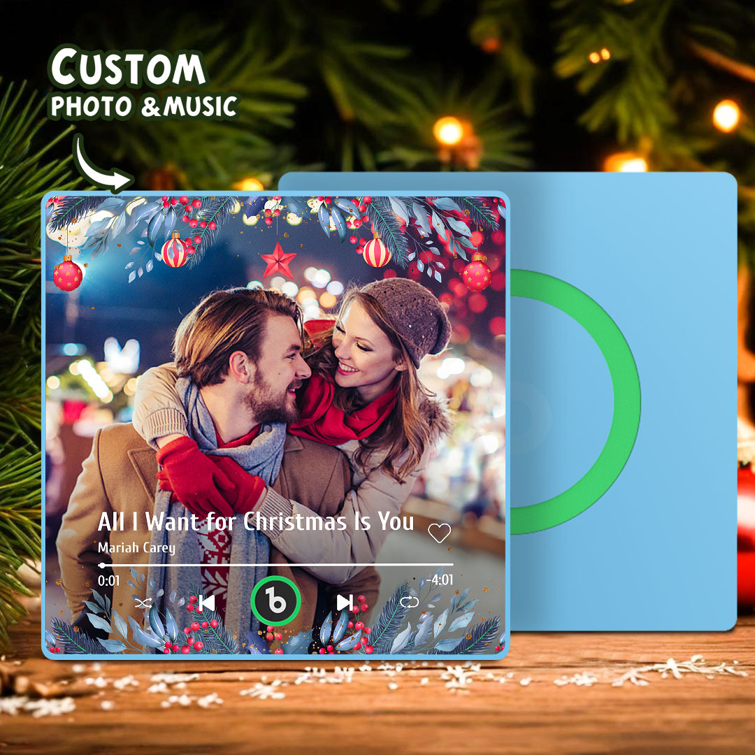 Custom Photo Music Fridge Magnet Christmas Gifts for Lovers Personalized Music Magnets Can Play Songs