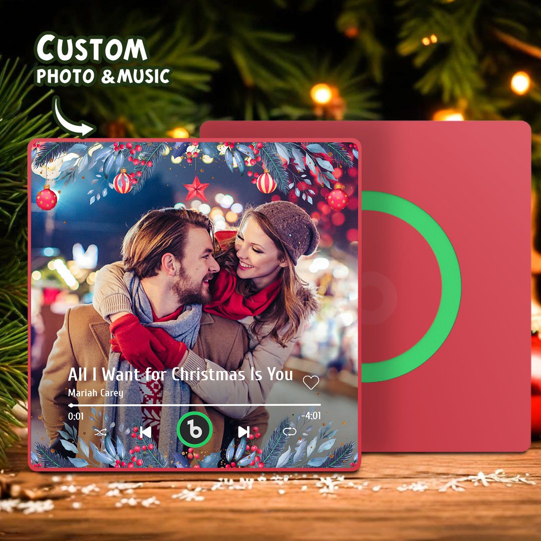 Custom Photo Music Fridge Magnet Christmas Gifts for Lovers Personalized Music Magnets Can Play Songs