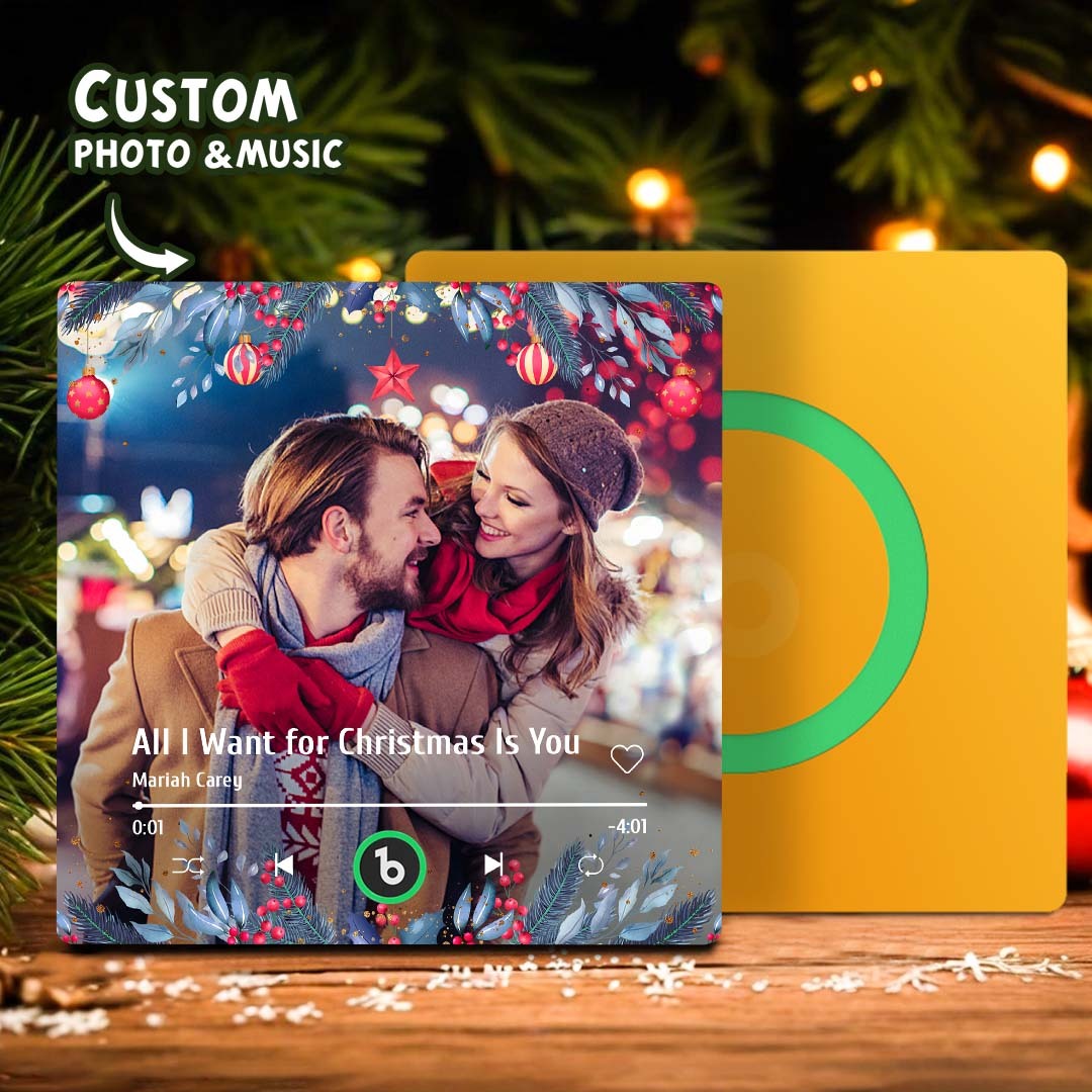 Custom Photo Music Fridge Magnet Christmas Gifts for Lovers Personalized Music Magnets Can Play Songs