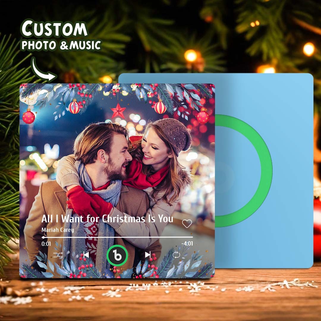 Custom Photo Music Fridge Magnet Christmas Gifts for Lovers Personalized Music Magnets Can Play Songs