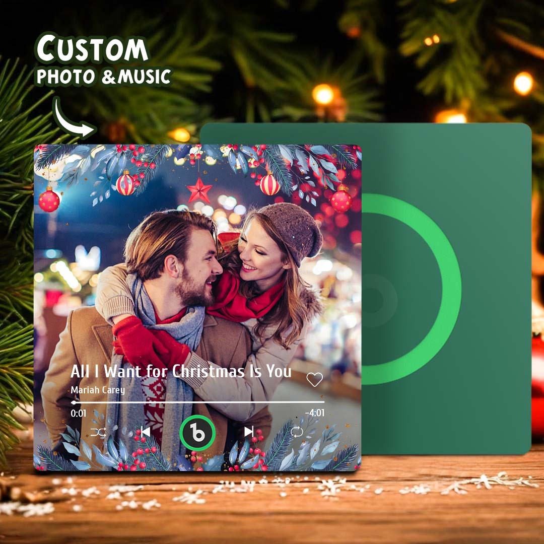 Custom Photo Music Fridge Magnet Christmas Gifts for Lovers Personalized Music Magnets Can Play Songs
