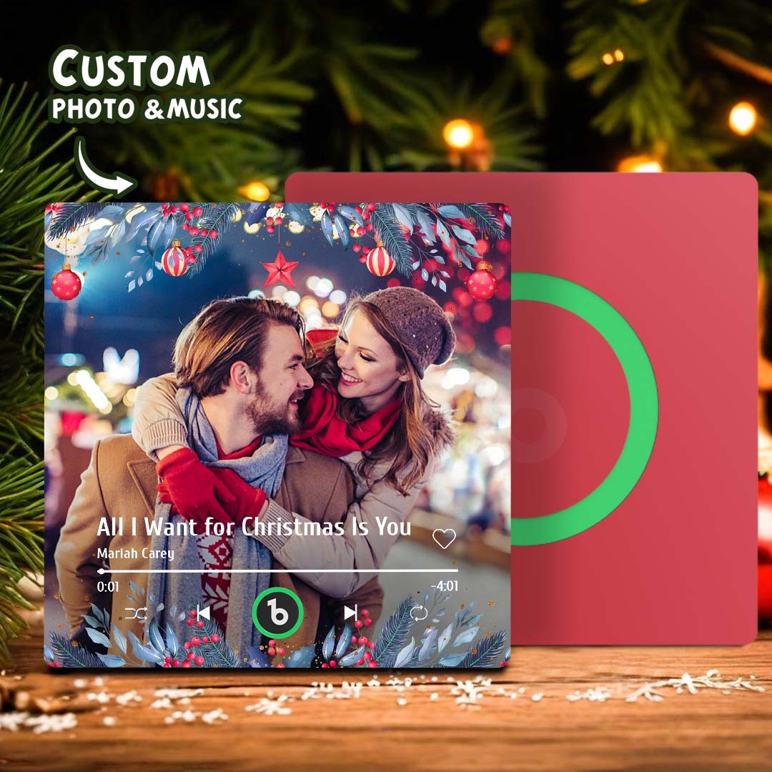 Custom Photo Music Fridge Magnet Christmas Gifts for Lovers Personalized Music Magnets Can Play Songs