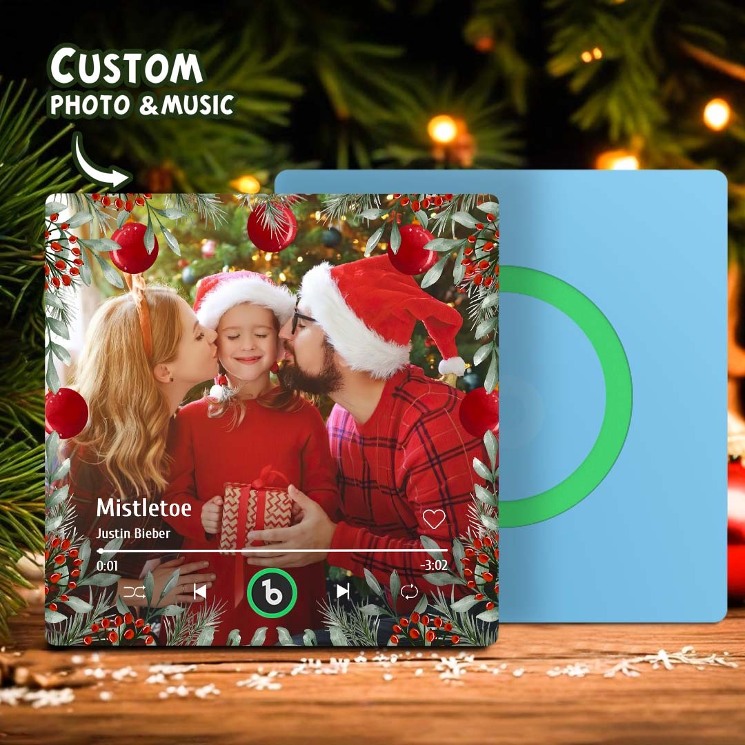 Personalized Family Photo Music Fridge Magnet Christmas Gifts for Family Custom Music Magnets Can Play Songs