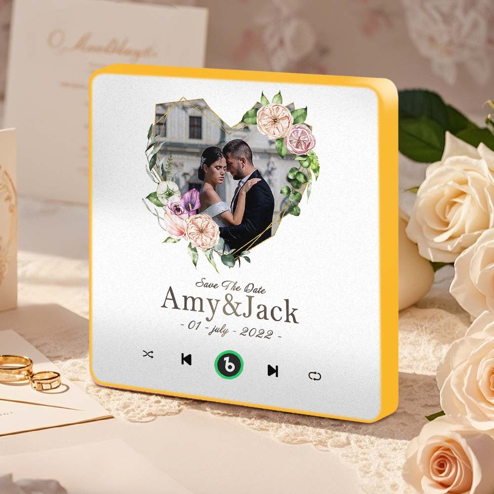 Personalized Love Heart Photo Music Fridge Magnet Wedding Gift for Couples Custom Music Magnets Can Play Songs