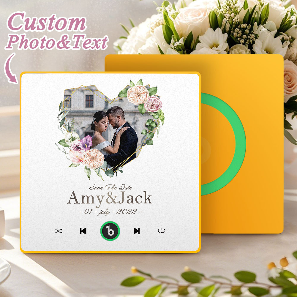 Personalized Love Heart Photo Music Fridge Magnet Wedding Gift for Couples Custom Music Magnets Can Play Songs