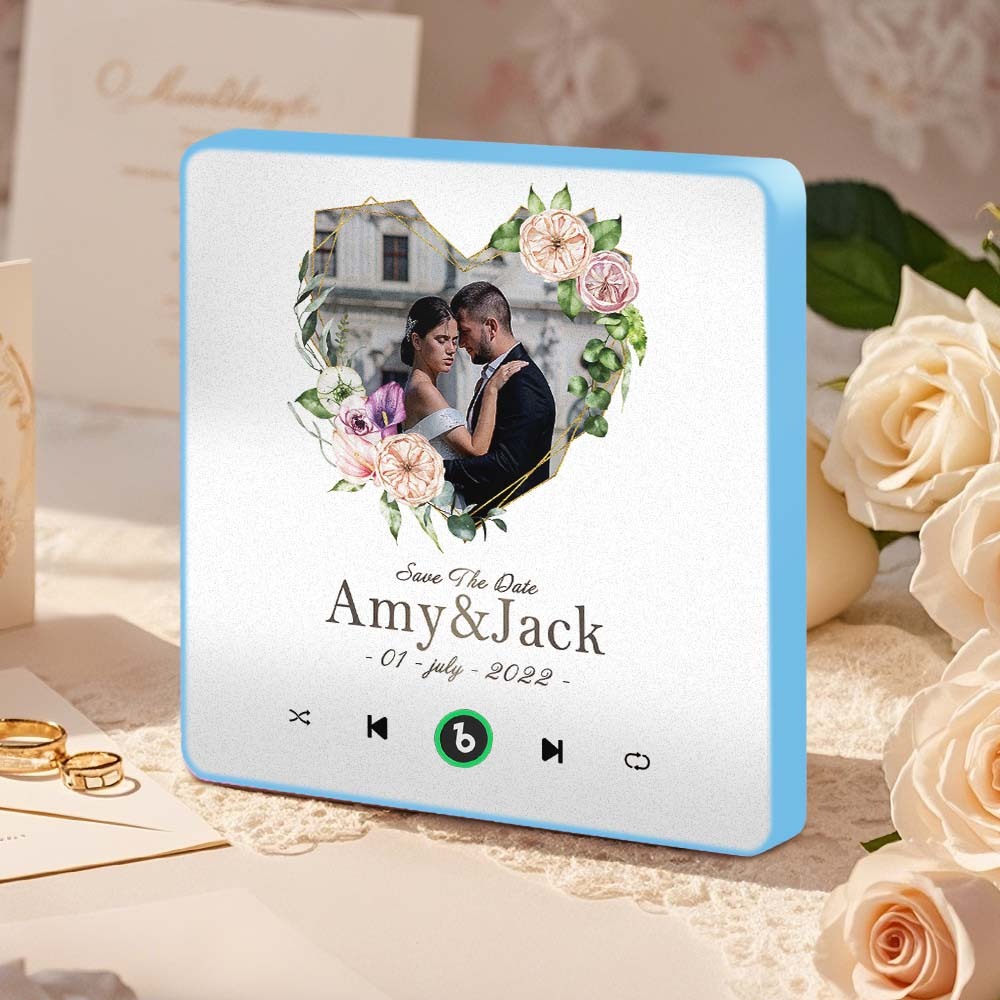 Personalized Love Heart Photo Music Fridge Magnet Wedding Gift for Couples Custom Music Magnets Can Play Songs