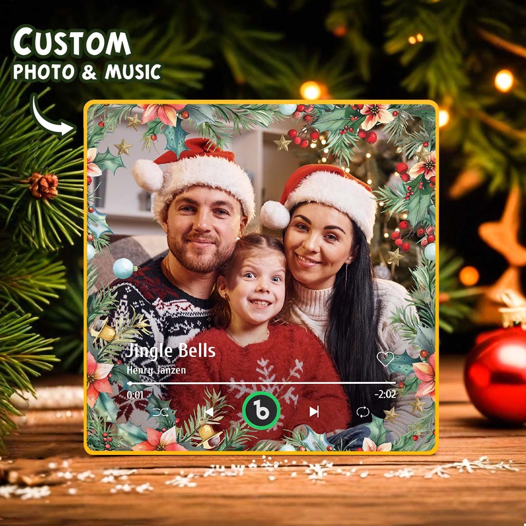 Personalized Christmas Family Photo Music Fridge Magnet Custom Music Magnets Can Play Songs Christmas Gifts for Family