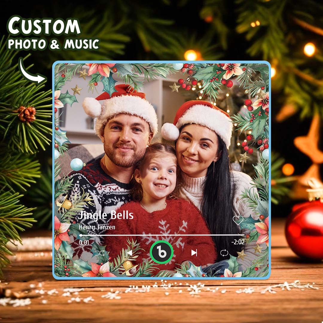 Personalized Christmas Family Photo Music Fridge Magnet Custom Music Magnets Can Play Songs Christmas Gifts for Family