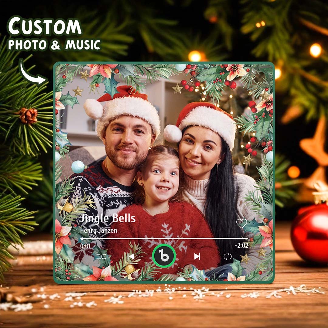 Personalized Christmas Family Photo Music Fridge Magnet Custom Music Magnets Can Play Songs Christmas Gifts for Family