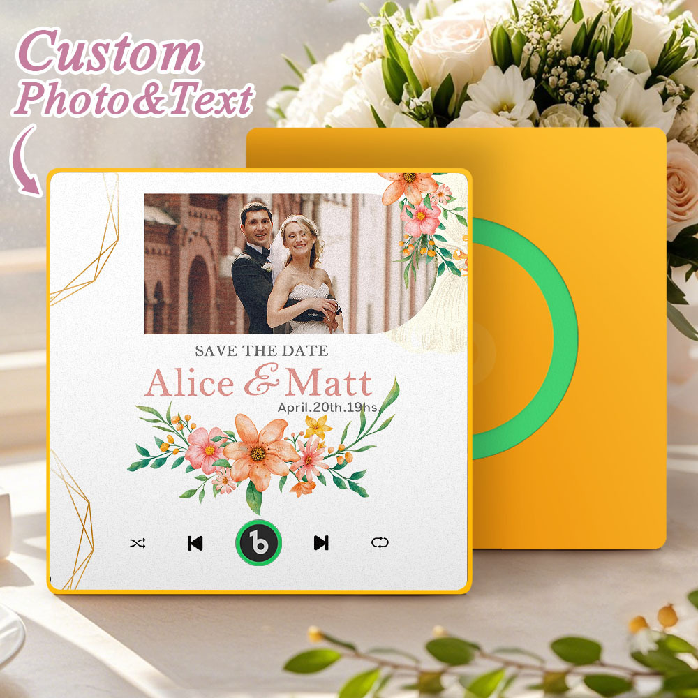 Custom Wedding Photo Music Fridge Magnet Personalized Music Magnets Can Play Songs Wedding Gift for Couples