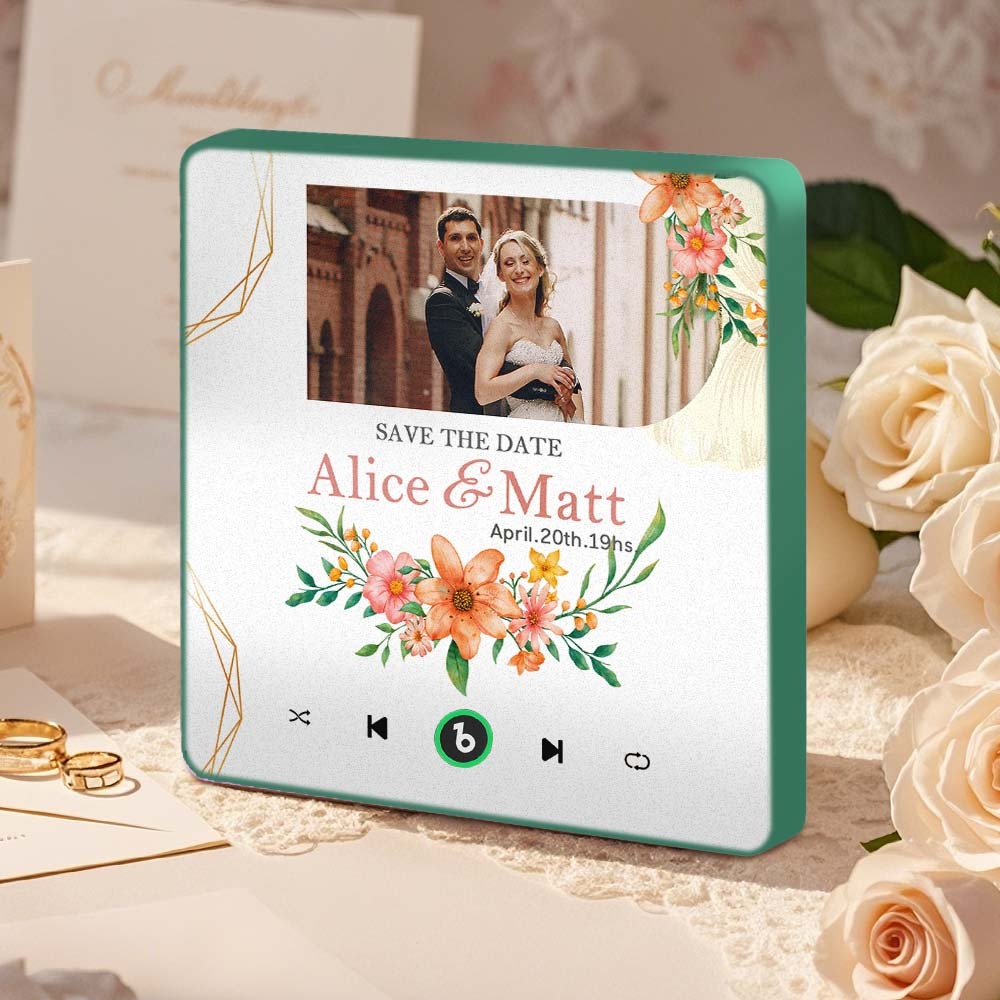 Custom Wedding Photo Music Fridge Magnet Personalized Music Magnets Can Play Songs Wedding Gift for Couples