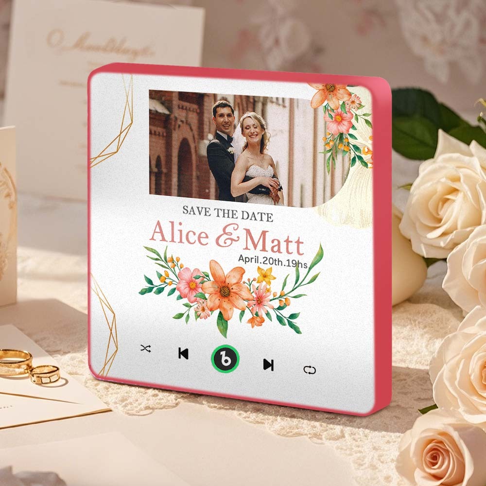 Custom Wedding Photo Music Fridge Magnet Personalized Music Magnets Can Play Songs Wedding Gift for Couples