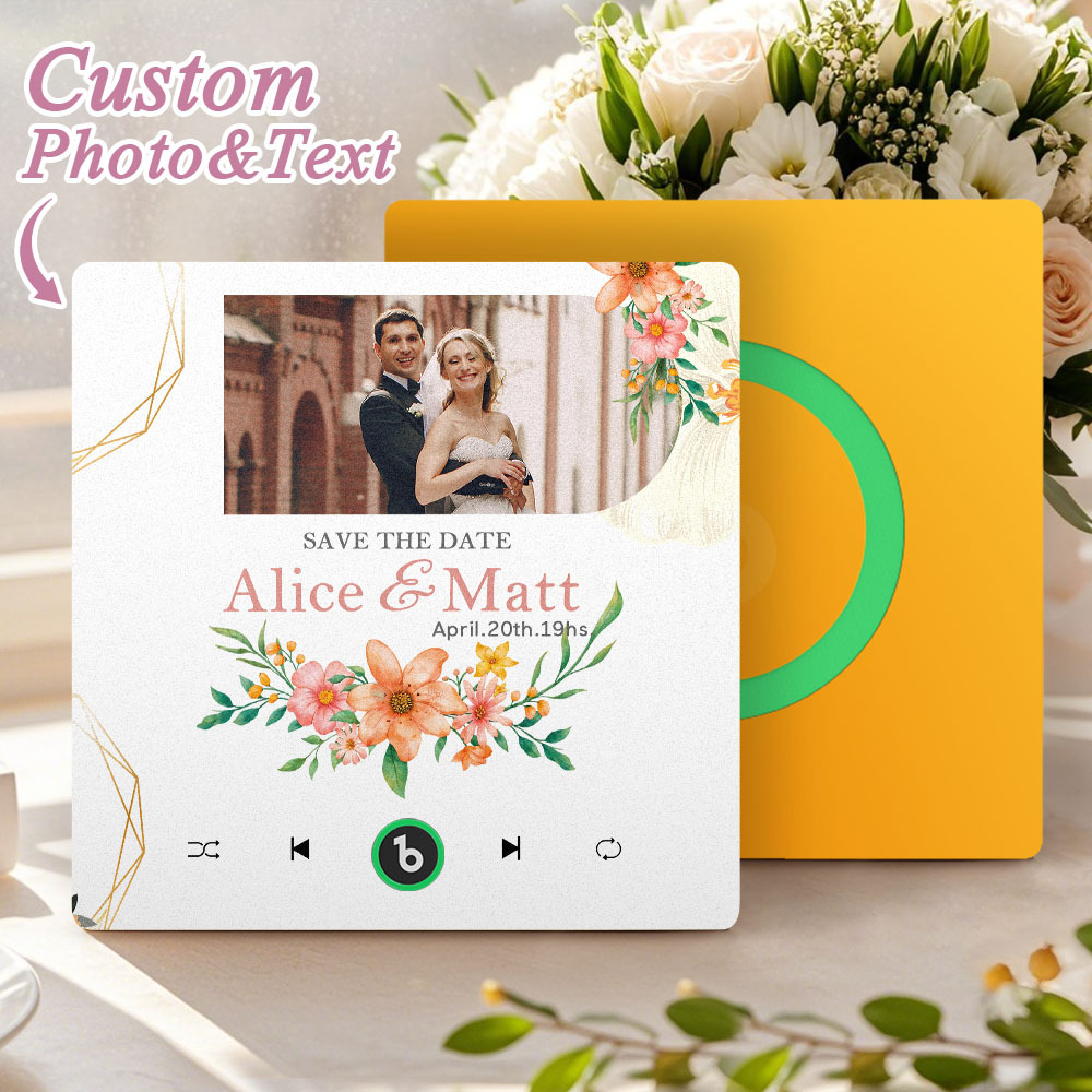 Custom Wedding Photo Music Fridge Magnet Personalized Music Magnets Can Play Songs Wedding Gift for Couples