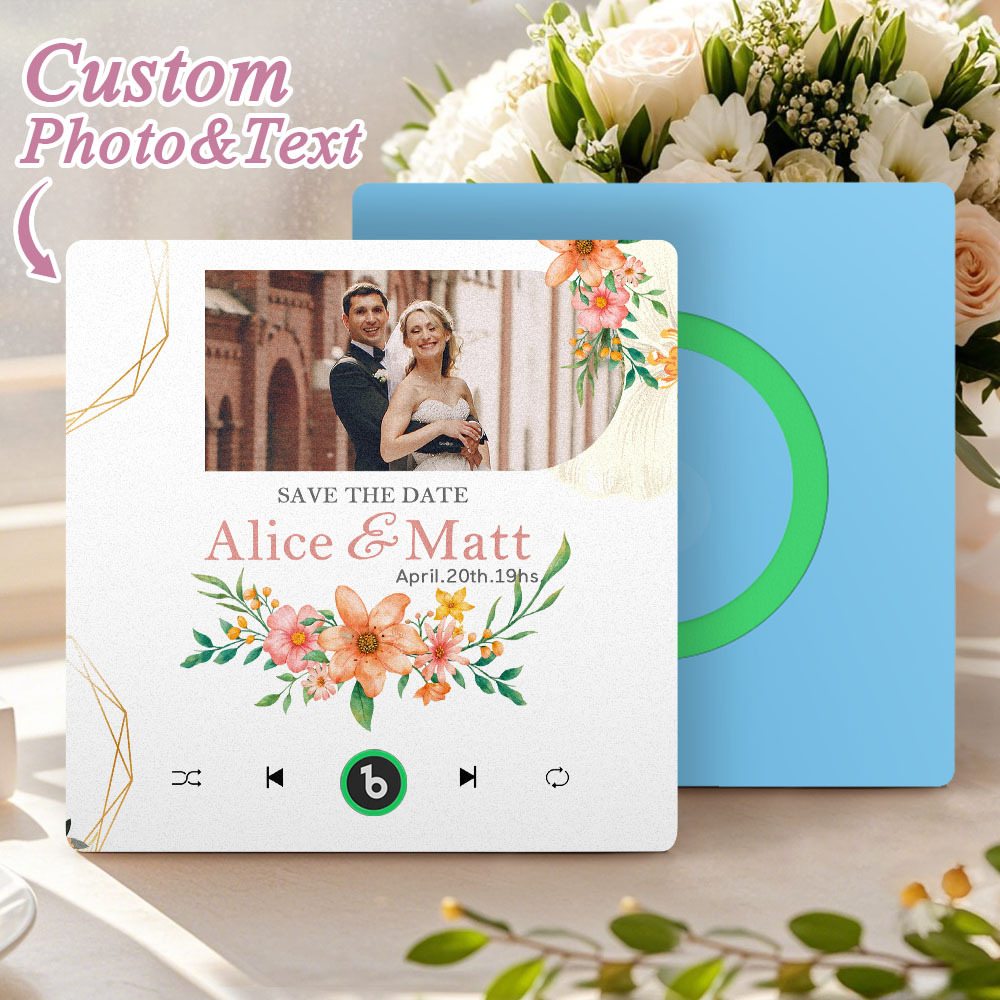 Custom Wedding Photo Music Fridge Magnet Personalized Music Magnets Can Play Songs Wedding Gift for Couples