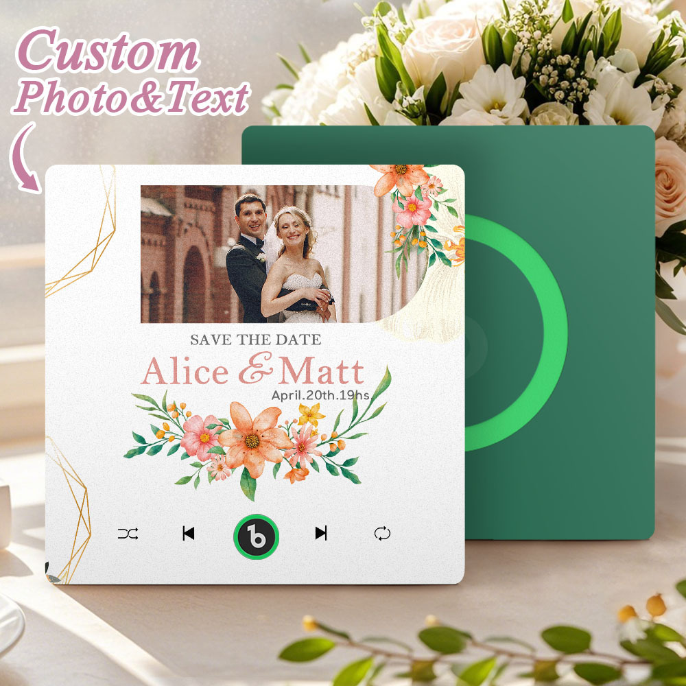 Custom Wedding Photo Music Fridge Magnet Personalized Music Magnets Can Play Songs Wedding Gift for Couples