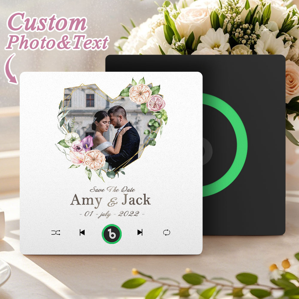 Personalized Love Heart Photo Music Fridge Magnet Wedding Gift for Couples Custom Music Magnets Can Play Songs