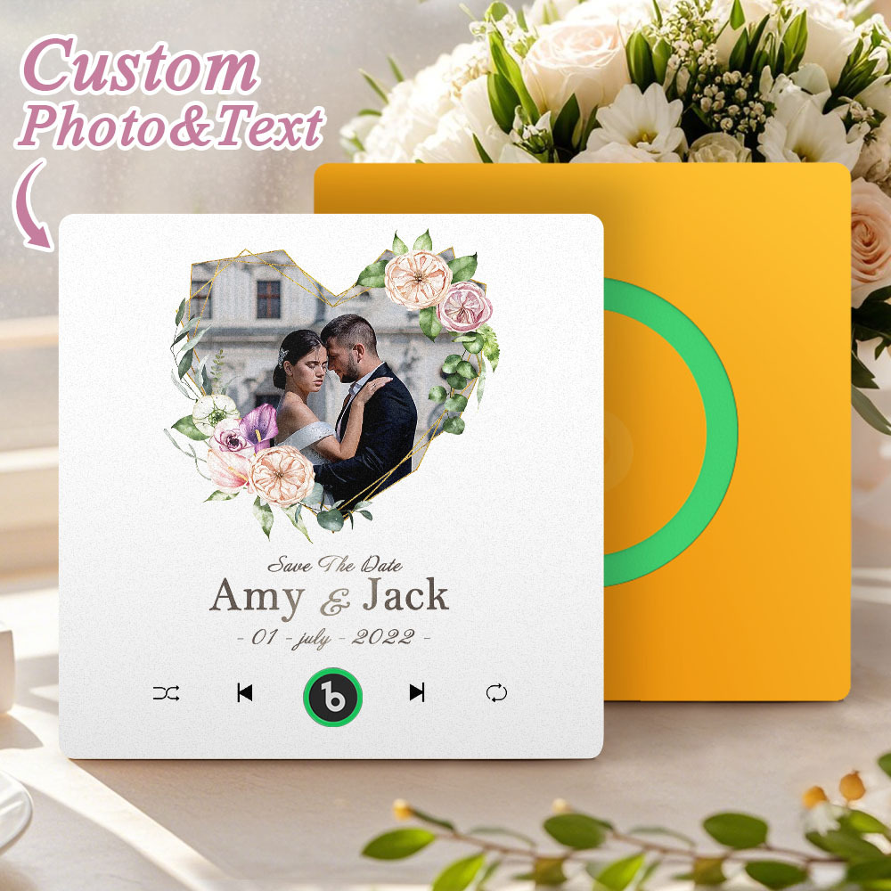 Personalized Love Heart Photo Music Fridge Magnet Wedding Gift for Couples Custom Music Magnets Can Play Songs