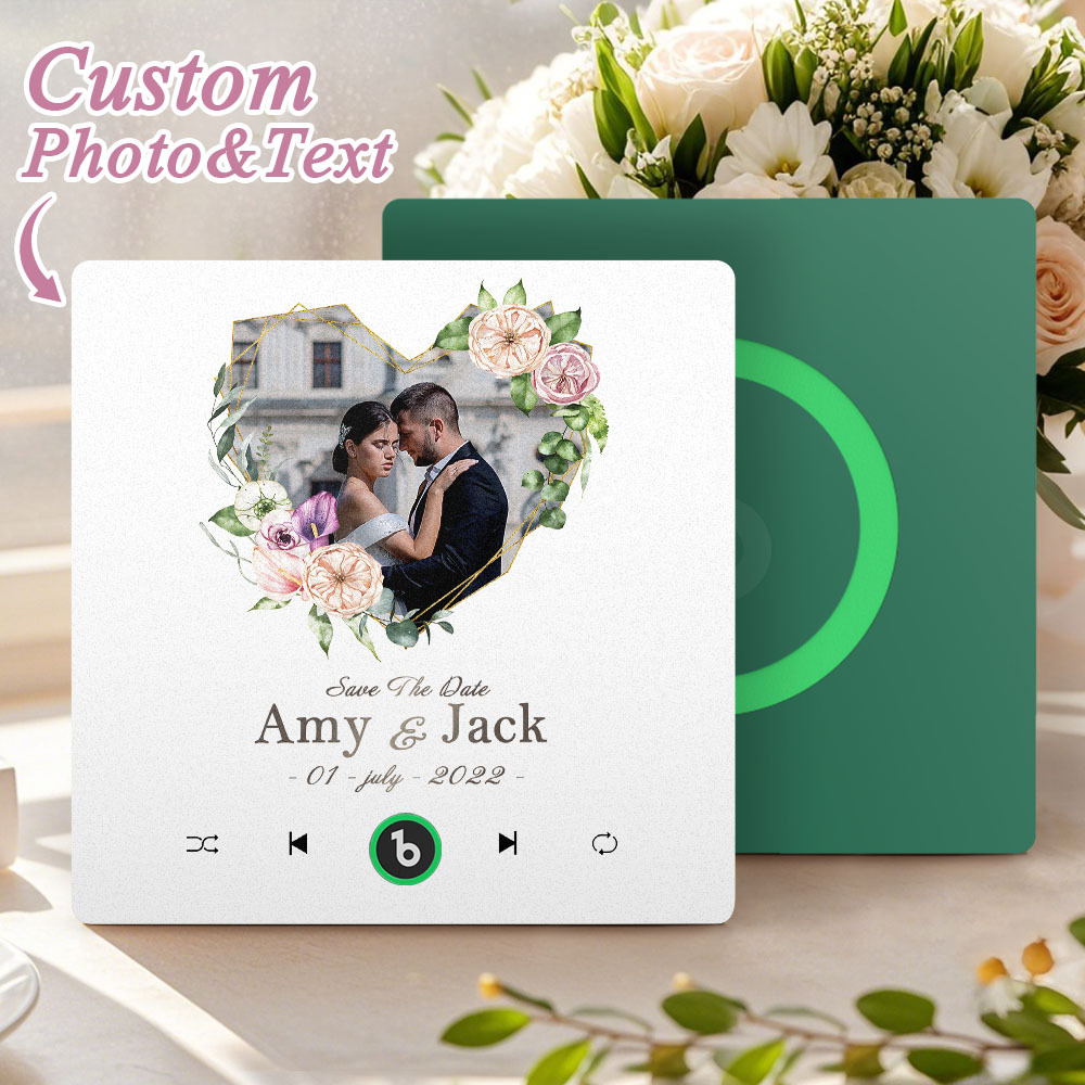 Personalized Love Heart Photo Music Fridge Magnet Wedding Gift for Couples Custom Music Magnets Can Play Songs