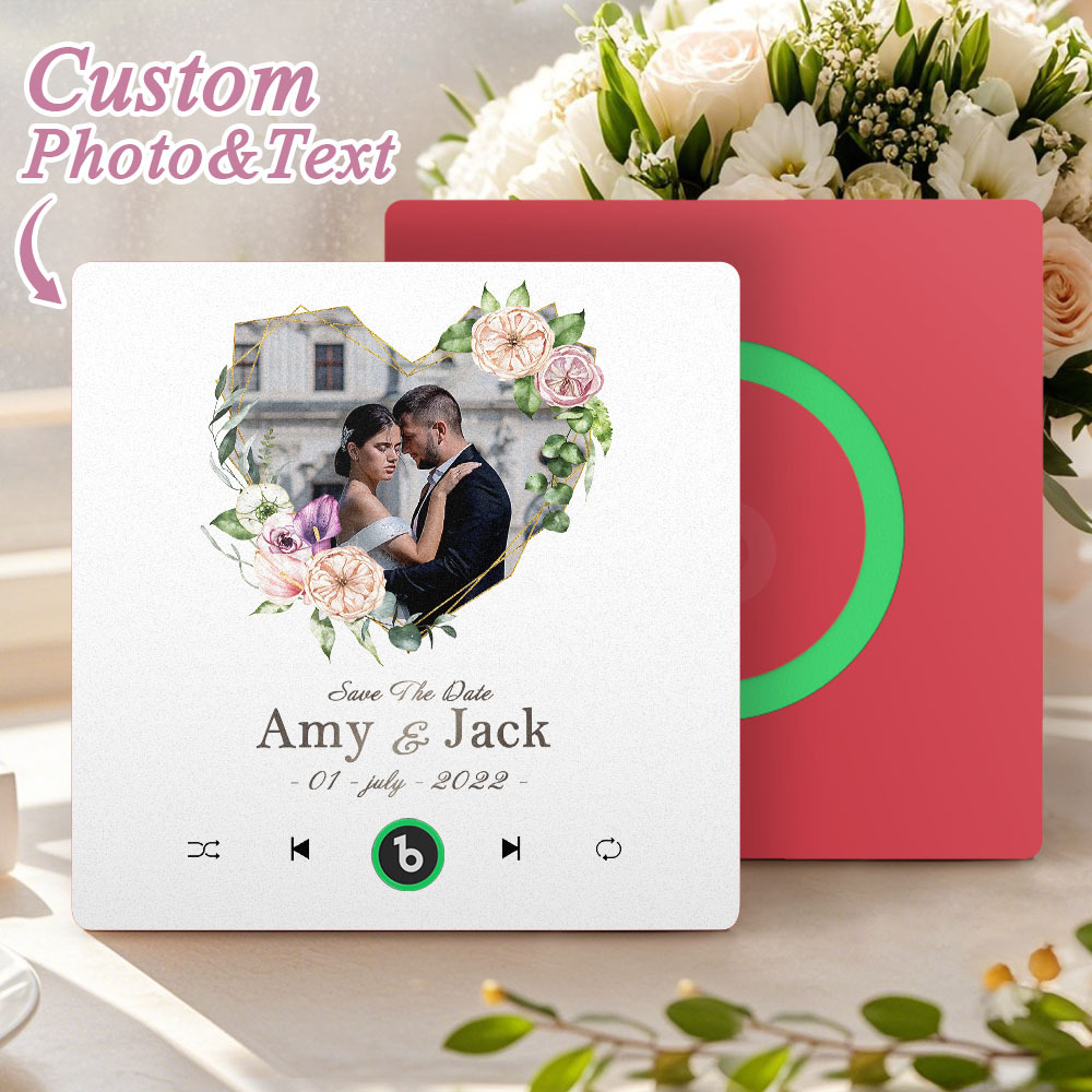 Personalized Love Heart Photo Music Fridge Magnet Wedding Gift for Couples Custom Music Magnets Can Play Songs