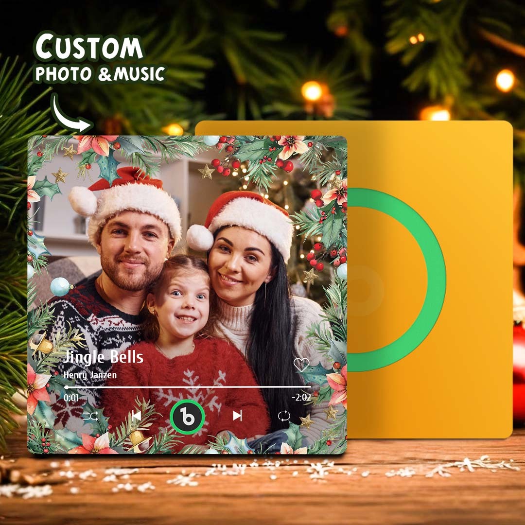 Personalized Christmas Family Photo Music Fridge Magnet Custom Music Magnets Can Play Songs Christmas Gifts for Family