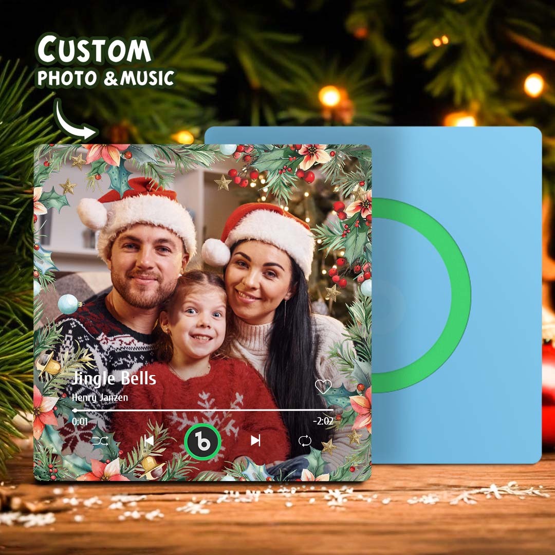 Personalized Christmas Family Photo Music Fridge Magnet Custom Music Magnets Can Play Songs Christmas Gifts for Family