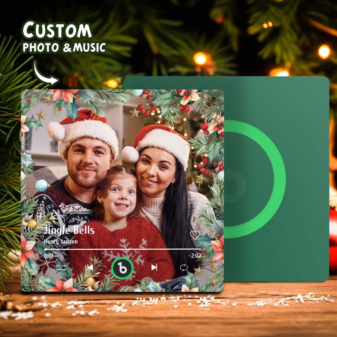 Personalized Christmas Family Photo Music Fridge Magnet Custom Music Magnets Can Play Songs Christmas Gifts for Family