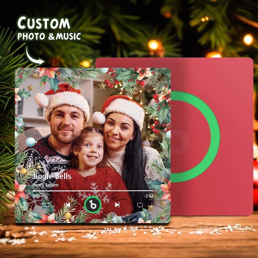 Personalized Christmas Family Photo Music Fridge Magnet Custom Music Magnets Can Play Songs Christmas Gifts for Family