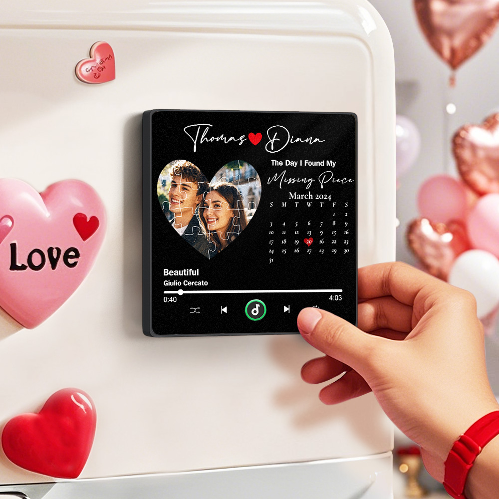 The Day I Found My Missing Piece Personalized Music Fridge Magnet Anniversary Gift Custom Music Magnets Can Play Songs