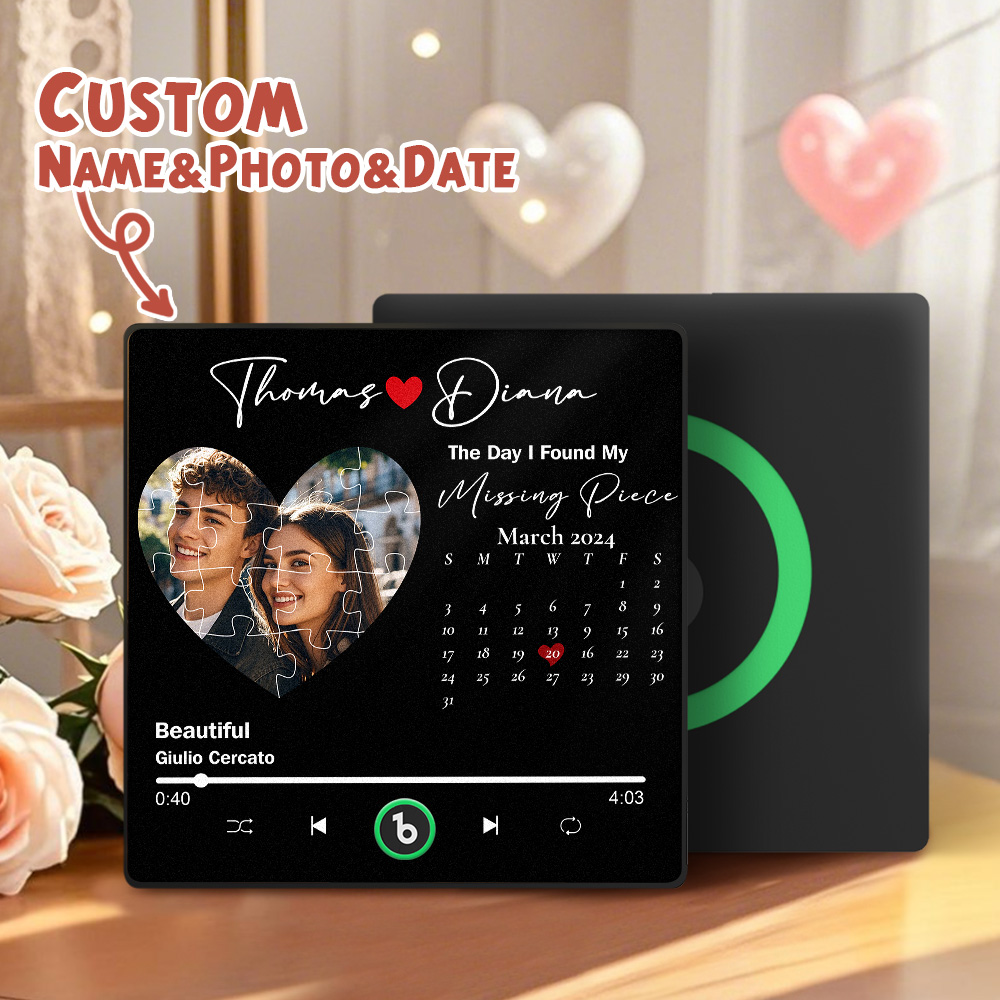 The Day I Found My Missing Piece Personalized Music Fridge Magnet Anniversary Gift Custom Music Magnets Can Play Songs