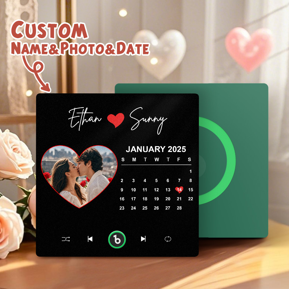 Personalized Photo Love Heart Calendar Music Fridge Magnet Anniversary Gift Custom Music Magnets Can Play Songs